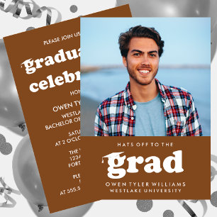 INVITACIÓN GORRAS RETRO NEGRITAS PARA LA FOTO DE GRADUACIÓN I