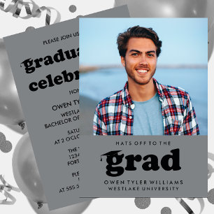 INVITACIÓN GORRAS RETRO NEGRITAS PARA LA FOTO DE GRADUACIÓN I