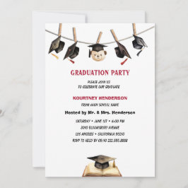 Invitación gorras simples cuerda de graduación Partido