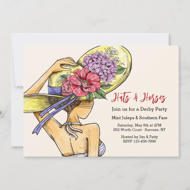 Invitación Gorras y caballos Derby (Anverso)