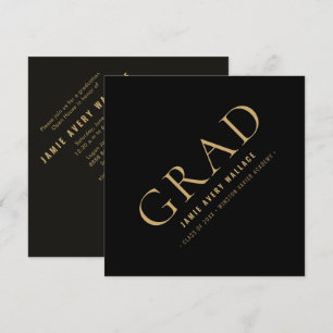 Invitación Gorrita de graduación elegante con texto en negro 