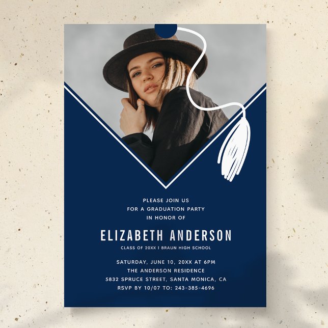 Invitación Gorrito de Borla Azul Fiesta de Graduación (Subido por el creador)