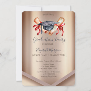 Invitación Gorrito de graduación acuarela chic Diploma, Gradu