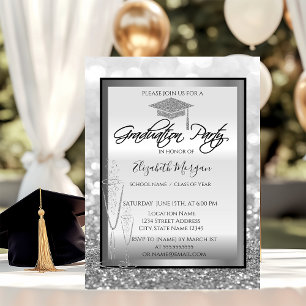Invitación Gorrito de graduación chic, graduación de Bokeh de