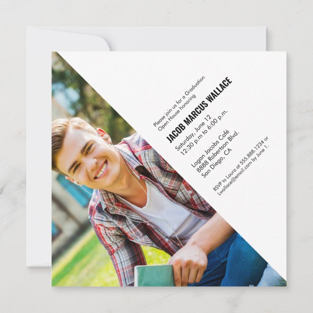 Invitación Gorrito de graduación con borla dorada Foto person (Reverso)