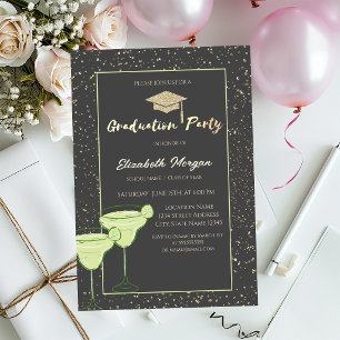 Invitación Gorrito de graduación con purpurina, Confeti, Mart