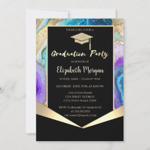 Invitación Gorrito de graduación con purpurina, Graduación de