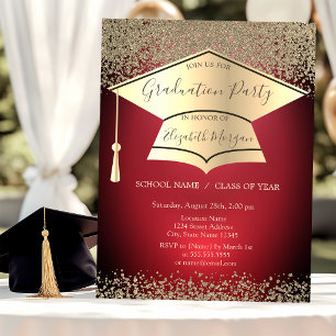 Invitación Gorrito de graduación, Diamantes Dorados Graduació