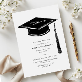 Invitación Gorrito de graduación dibujado a mano Fiesta de gr