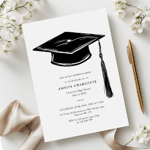 Invitación Gorrito de graduación dibujado a mano Fiesta de gr