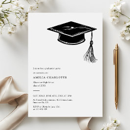 Invitación Gorrito de graduación dibujado a mano Fiesta moder