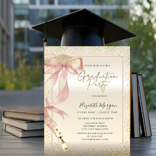 Invitación Gorrito de graduación dorado, Foto de vidrio con l