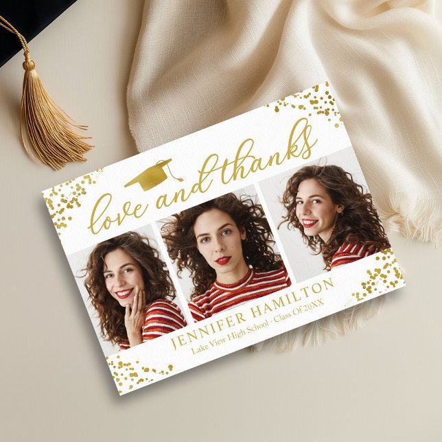 Invitación Gorrito De Graduación Hojas De Oro Sobre Blanco Am (Subido por el creador)