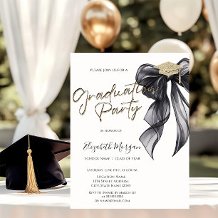 Invitación Gorrito de graduación lazo negro tu foto graduació