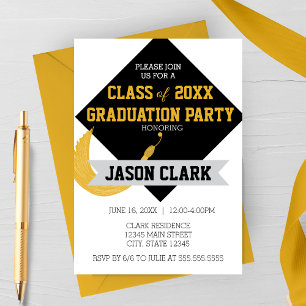 Invitación Gorrito de Graduación Moderno con Borla Fiesta de