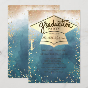 Invitación Gorrito de graduación,Salpicadura de pintura de di