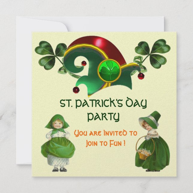 INVITACIÓN GORRO DE DUENDE CON TRÉBOLES FIESTA DE SAN PATRICI (Anverso)