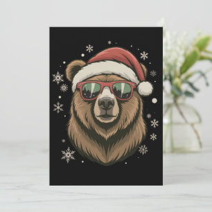 Invitación Gorro de Santa de Oso Pardo Divertido Lindo Amante