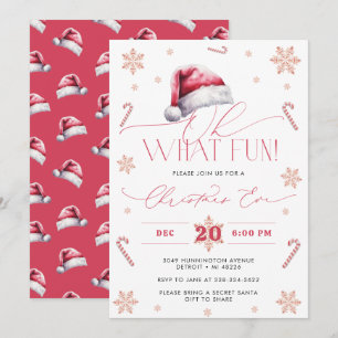 Invitación Gorro de Santa Qué Diversión Fiesta de Nochebuena