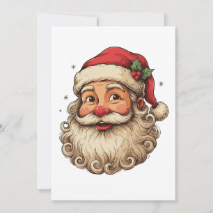 Invitación Gorro de Santa Retro de Navidad Cara Sonriente Bar