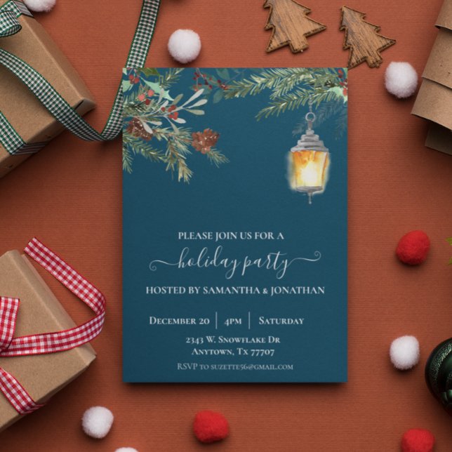 Invitación Gota de pino de invierno de Navidades de feriado (Subido por el creador)