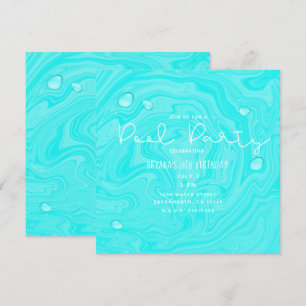 Invitación Gotas de agua azul Fiesta de cumpleaños de piscina