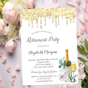 Invitación Gotas de brillo, vidrio, Jubilación floral