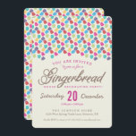 Invitación Gotas de goma y Fiesta decorativo de la casa de Gi<br><div class="desc">Invitar a amigos y familiares a un fiesta decorador de pan de jengibre con esta encantadora y caprichosa invitación temática. Este diseño presenta texto de personalizable en la parte delantera y un patrón "dulce" en la parte posterior. Ver más elegantes invitaciones para fiestas en la tienda Wander Paper Co.!</div>