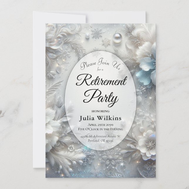 Invitación Gotas de nieve en Fiesta de retiro de florecimient (Anverso)