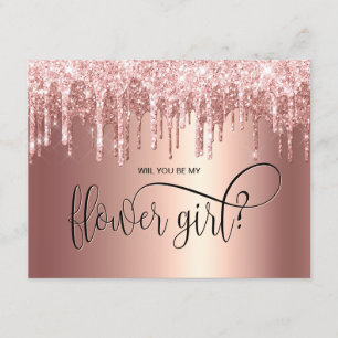 Invitación Gotas de oro rosa ¿serás mi dama de flores?