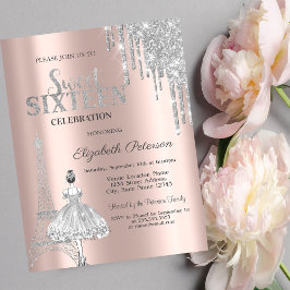 Invitación Gotas de purpurina, bailarina de la Torre Eiffel S