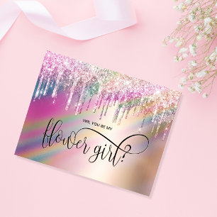 Invitación gotas holográficas ¿serás mi dama de flores?