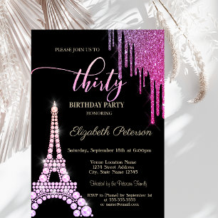 Invitación Gotear Brillo Genial, Diamantes de la Torre Eiffel