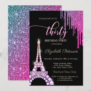 Invitación Gotear Brillo Genial, Diamantes de la Torre Eiffel