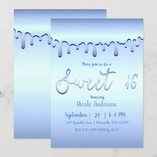 Invitación Goteo Azul Helado Invierno País de las Maravillas