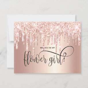 Invitación Goteos de oro rosa ¿serás mi dama de flores?
