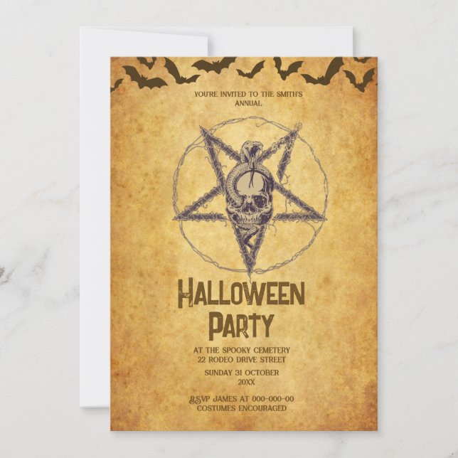 invitación gothage vintage de halloween (Anverso)