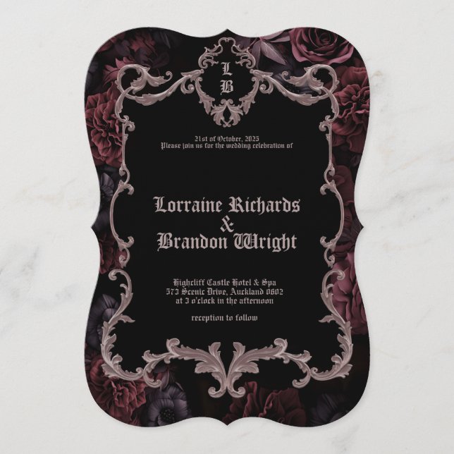 Invitación Gothic Aurelian Nightfall Wedding Invitation (Anverso)