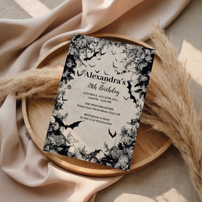 Invitación Gothic Bats & Roses Birthday (Subido por el creador)