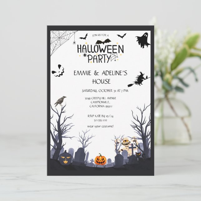 Invitación Gothic Black Crow Halloween Party  (Anverso de pie)