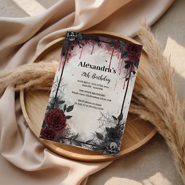Invitación Gothic Blood Roses Birthday (Subido por el creador)