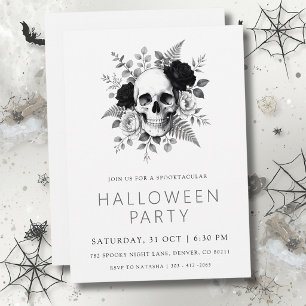 Invitación Gothic Calavera & Rosas Halloween