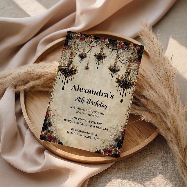 Invitación Gothic Chandelier Roses Birthday (Subido por el creador)