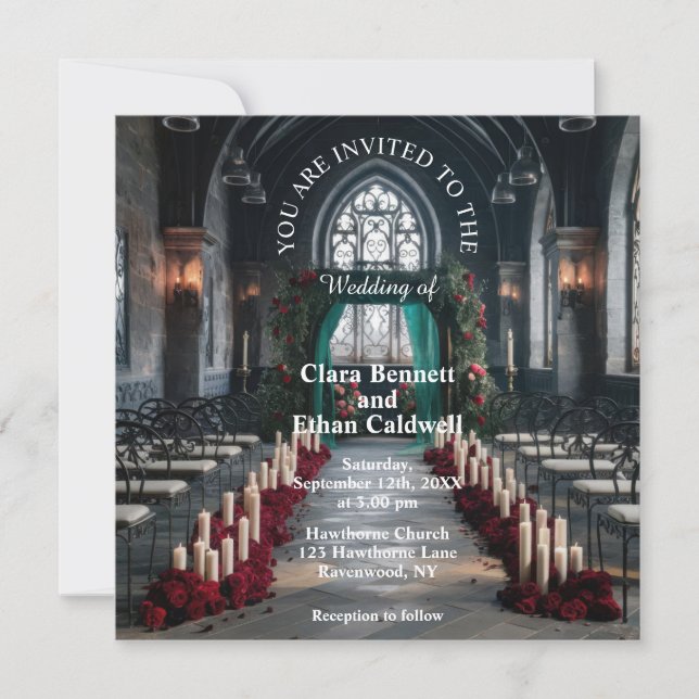 Invitación Gothic Church Wedding (Anverso)