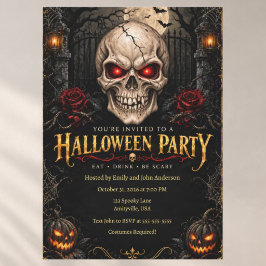 Invitación Gothic Creepy Skull Halloween Party