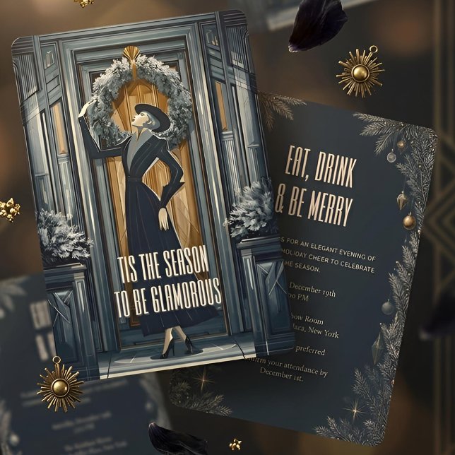Invitación Gothic Deco | Fiesta de Navidad con Corona (Lifestyle Shot)