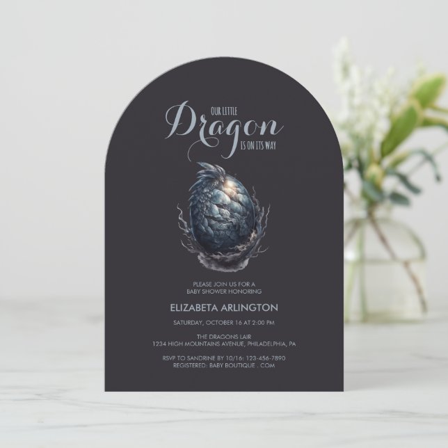 Invitación Gothic Dragon Egg Baby Shower (Anverso de pie)