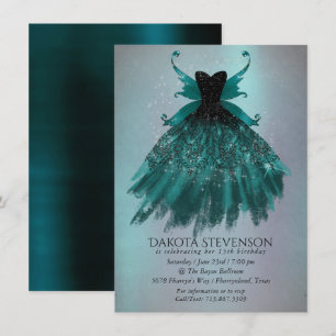 Invitación Gothic Fairy Verde azulado Gown Oveja Verde Prof