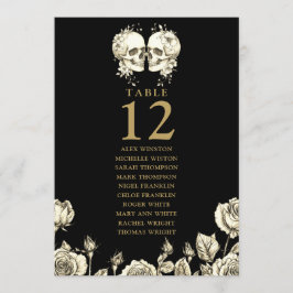 Invitación Gothic Floral Skulls Table Number Seating Chart