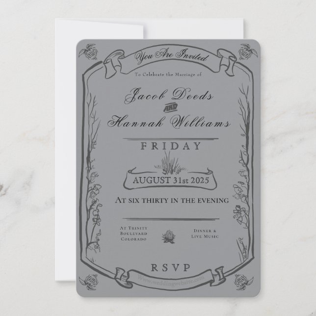 Invitación Gothic Forest Moody Wedding Invitation (Anverso)